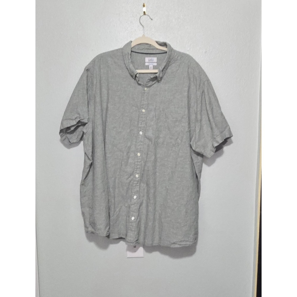 Croft & Barrow Mens 3XB Shirt Big 3XL Sage Green Linen Cotton Blend Button Down